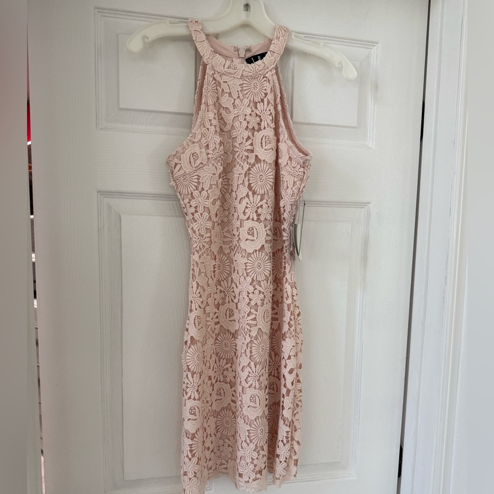 Lulu's Pink Sheath Halter Dress for Weddings